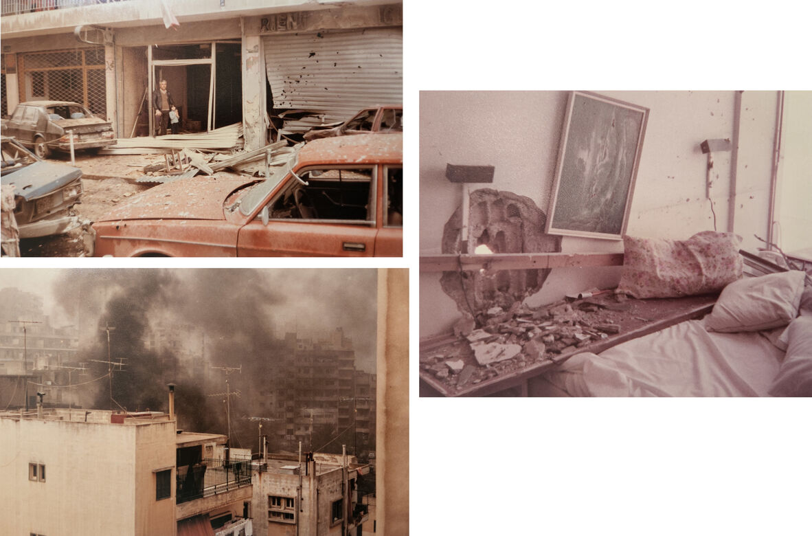 Clouds of smoke, destroyed cars and damaged interior from shelling around Joe's hotel accommodation