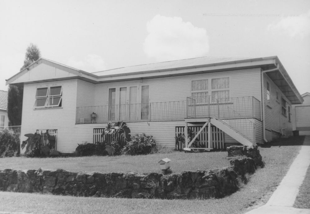 Black and white image of single story house in Geebung. ca. 1970