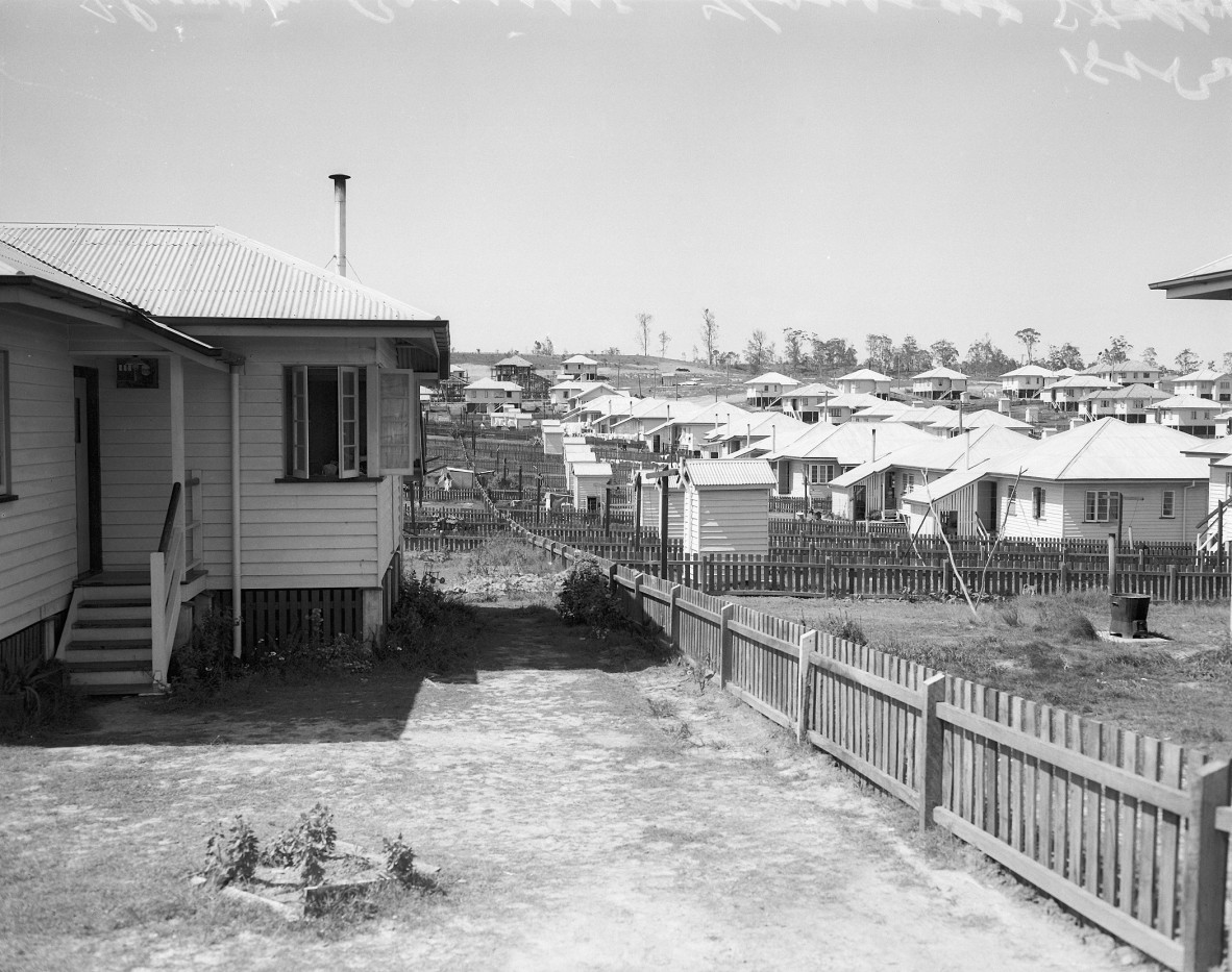 Black and white photograph of Housing Commission Homes, Stafford 1952 SLQ