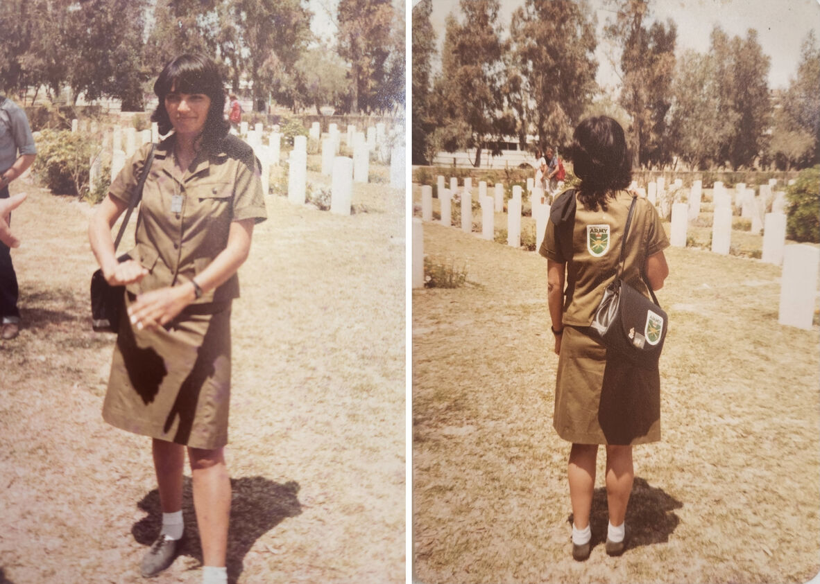A member of the Israeli Defence Force at Beersheba War Cemetery.