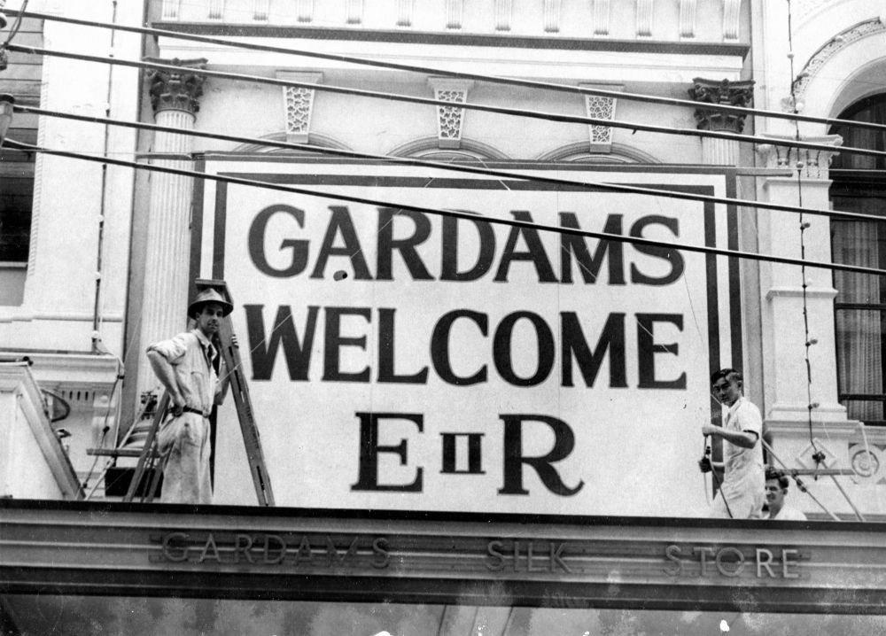 Billboard for Gardams Silk Store in Queen Street Brisbane 1954