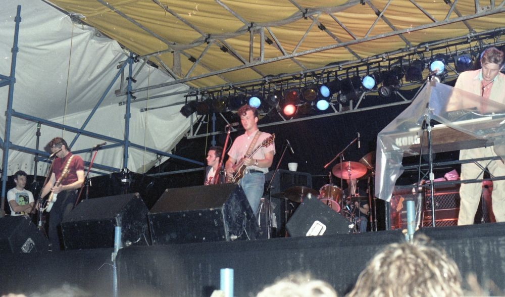 Mental as Anything performing on 9 January 1982 at the Noosa AFL grounds