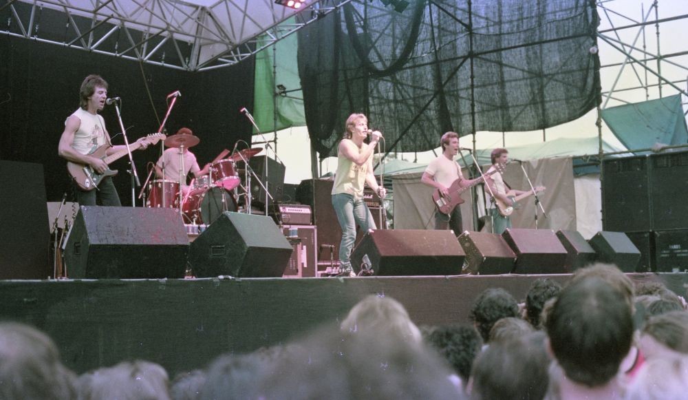 Party Boys performing onstage at the Noosa Aussie Hop 1983