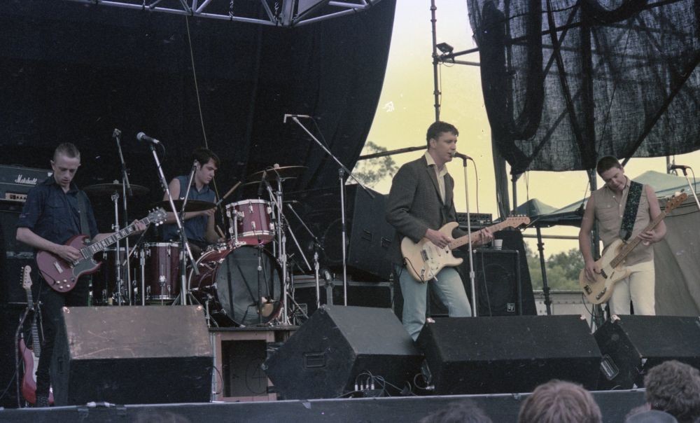 Sunnyboys performing on stage at the Noosa Aussie Hop, 1983