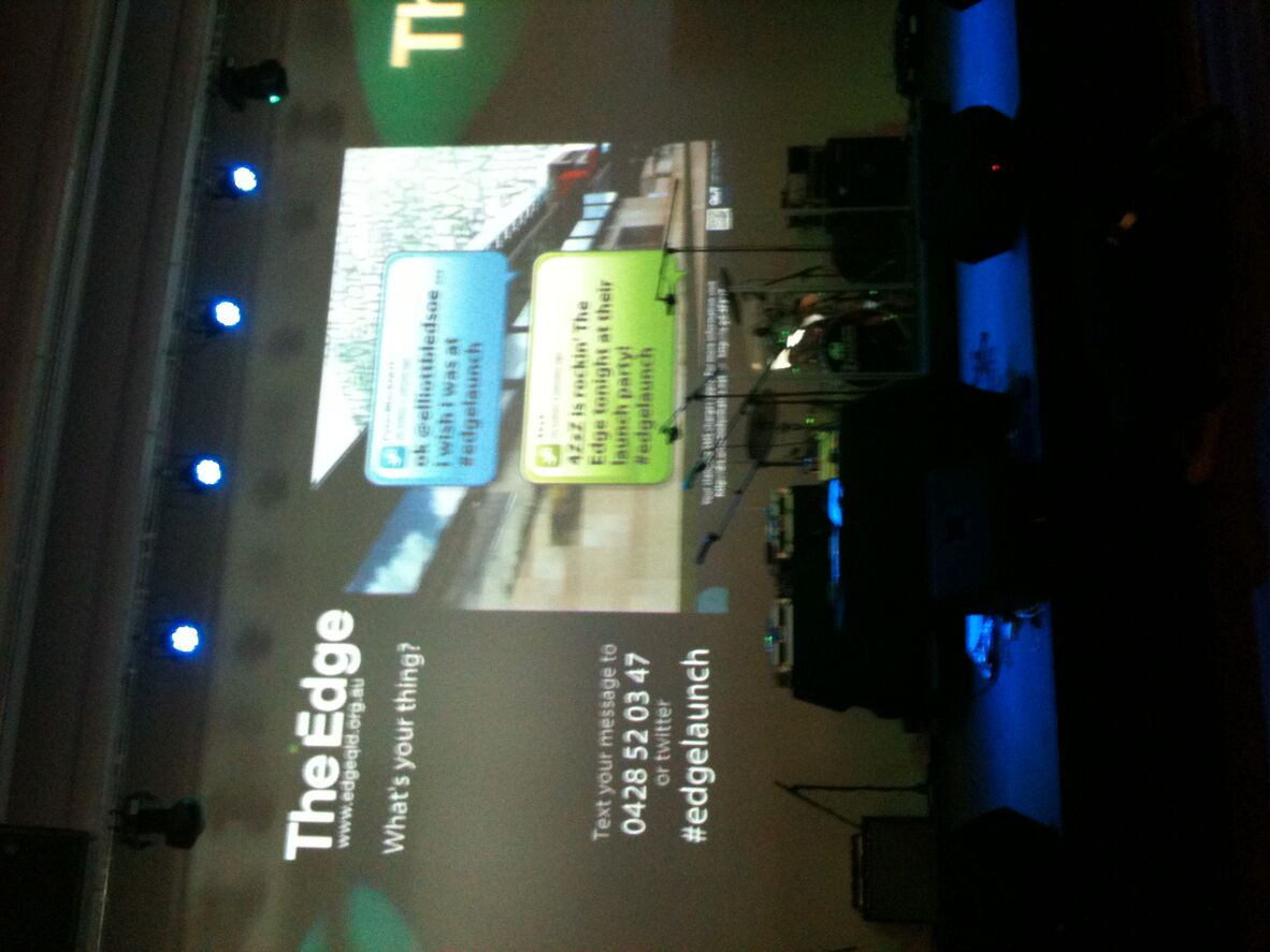 A photo of The Edge launch night SMS screen