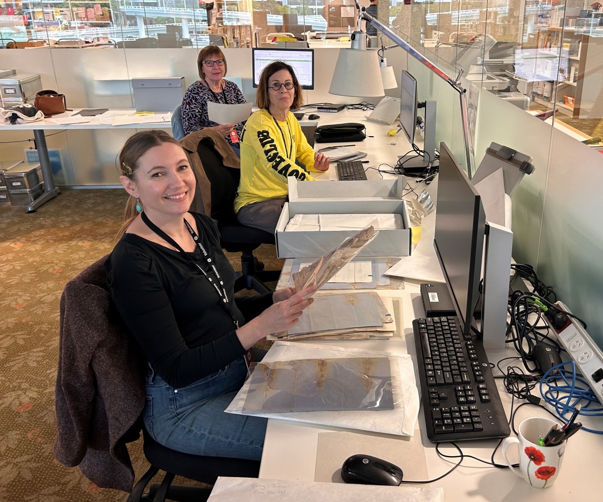 SLQ Volunteers working through Station Records. 