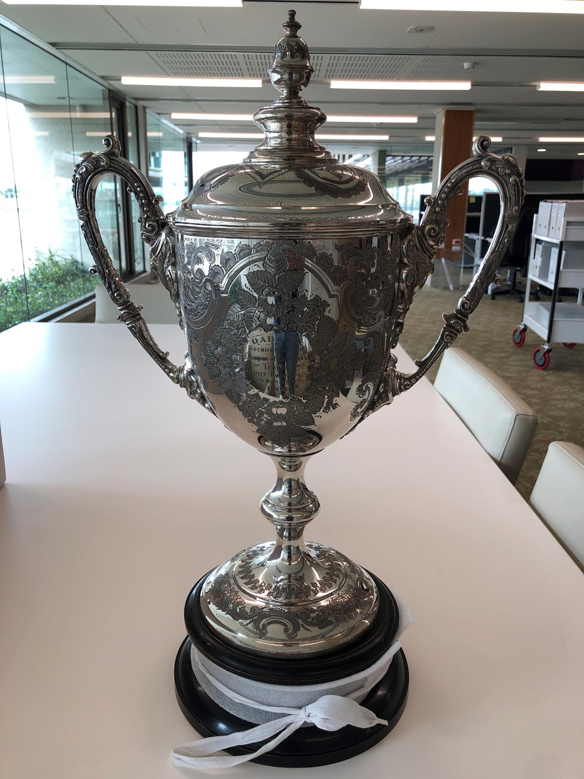 The sterling silver cup trophy presented to William Billy Baden Unwin for winning theQueensland Amateur Boxing title in 1917