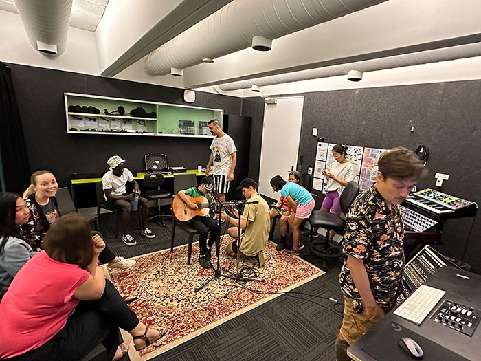 People in recording studio