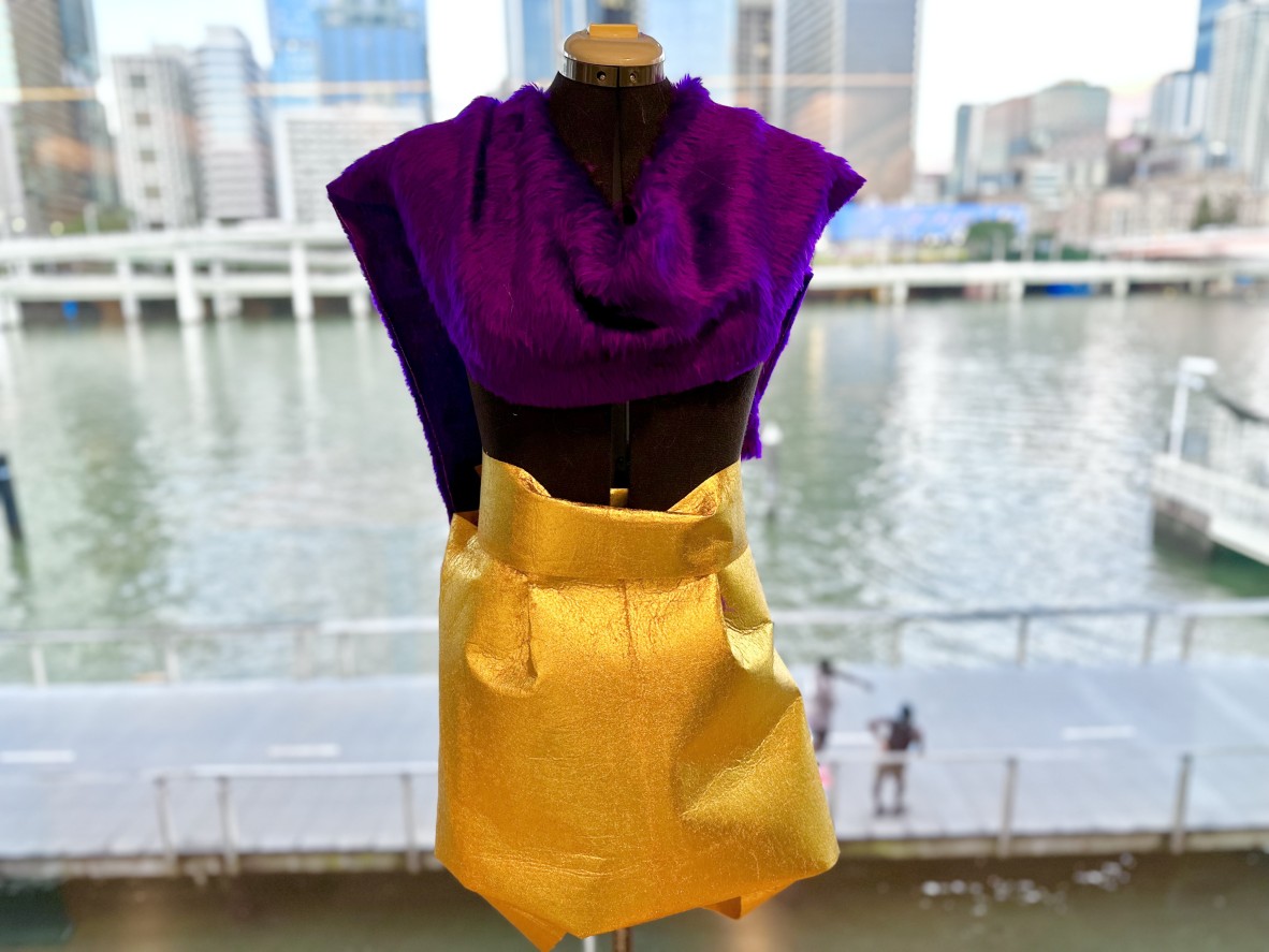 Purple and gold dress