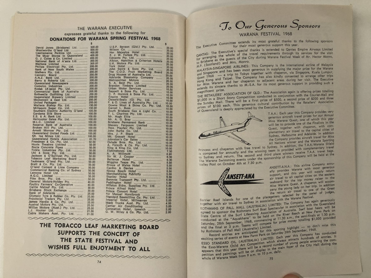 Our Generous Sponsors pg 75.