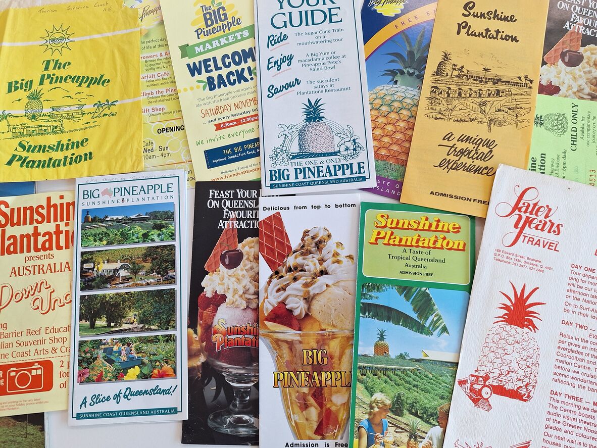Assorted flyers related to The Big Pineapple / Sunshine Plantation from State Library of Queensland's collection