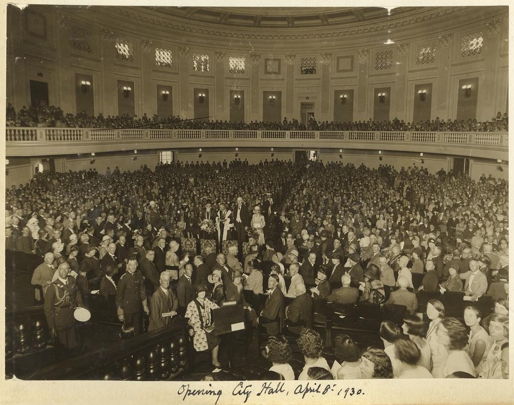 Guests at the opening ceremony of the Brisbane City Hall.