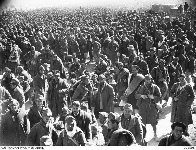 Taken on 23 January, 1941 Italian prisoners captured following the allies advance at Tobruk, 