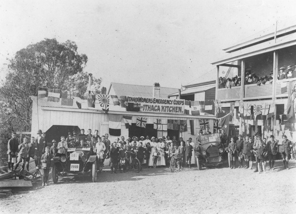 A group of people who worked as volunteers during the pandemic outside the Ithaca kitchen