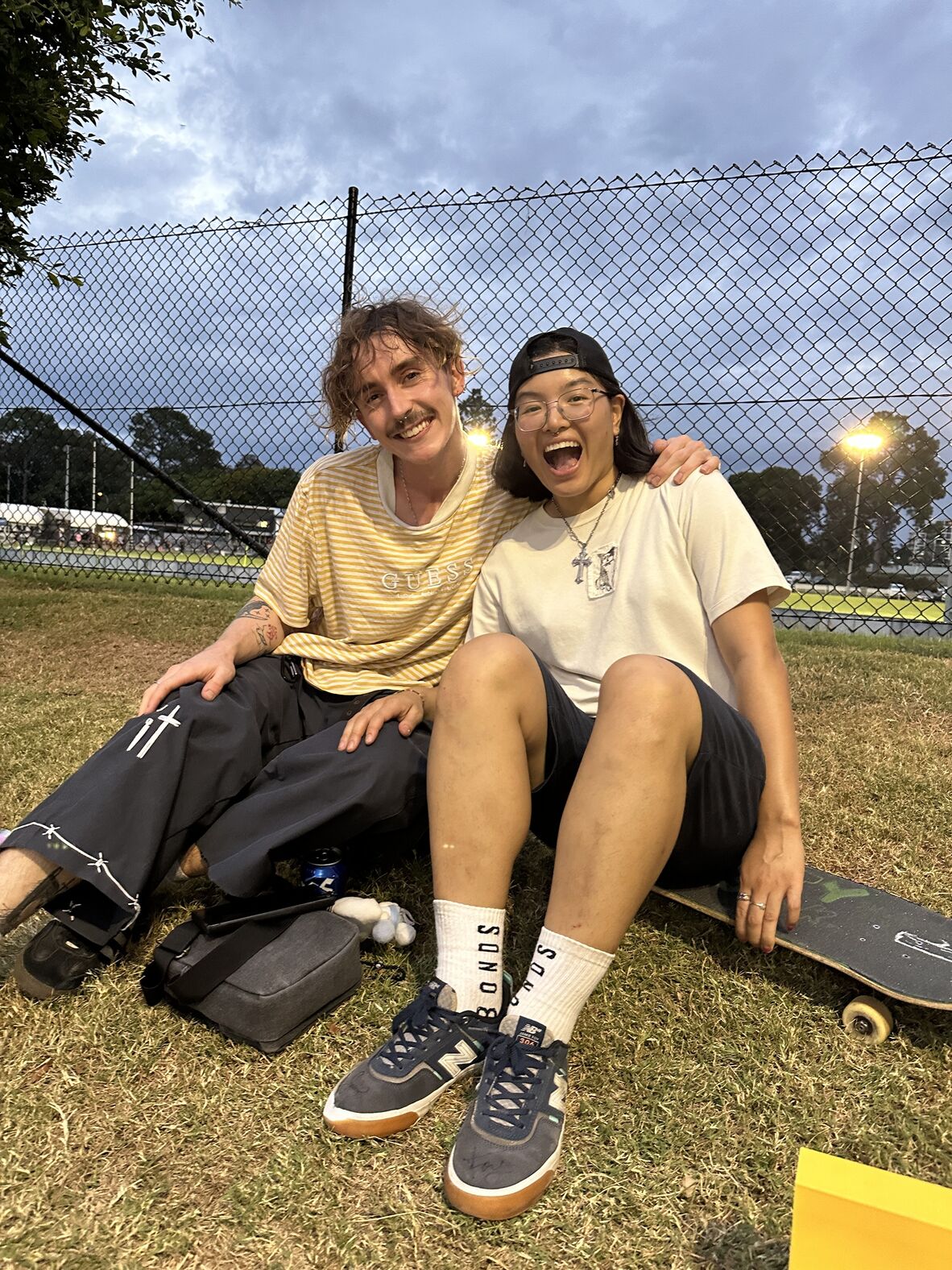 Two skaters posing for the photographer