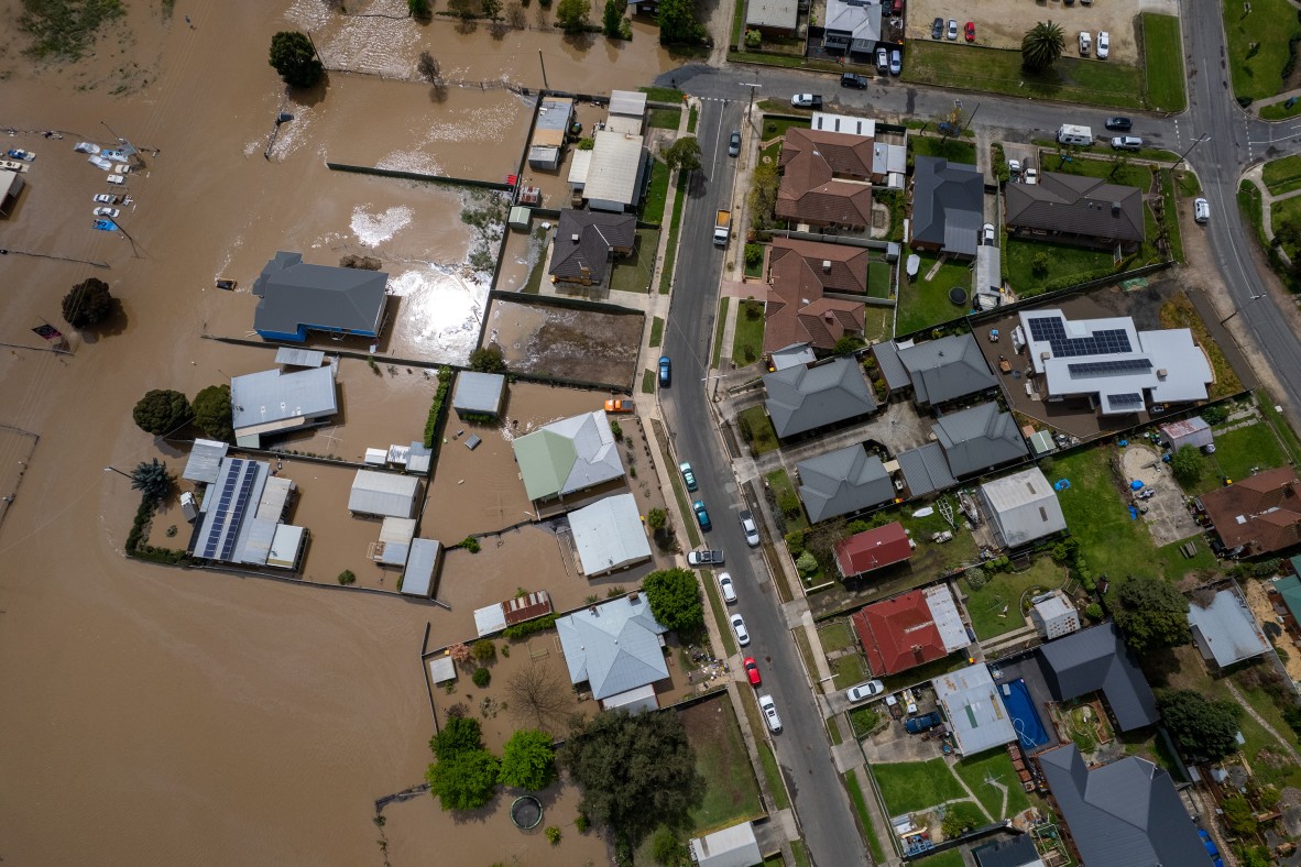 A photo of the flooded town of Seymour