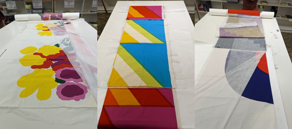 A selection of the Marimekko fabric samples from the collection, 32969 Joy de Gruchy and Craftsman's Market archive.