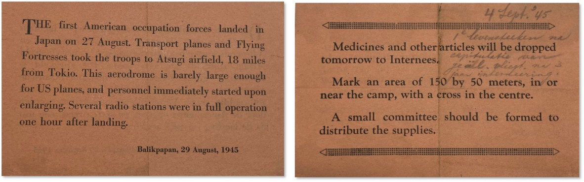 Leaflets dropped at internment camps