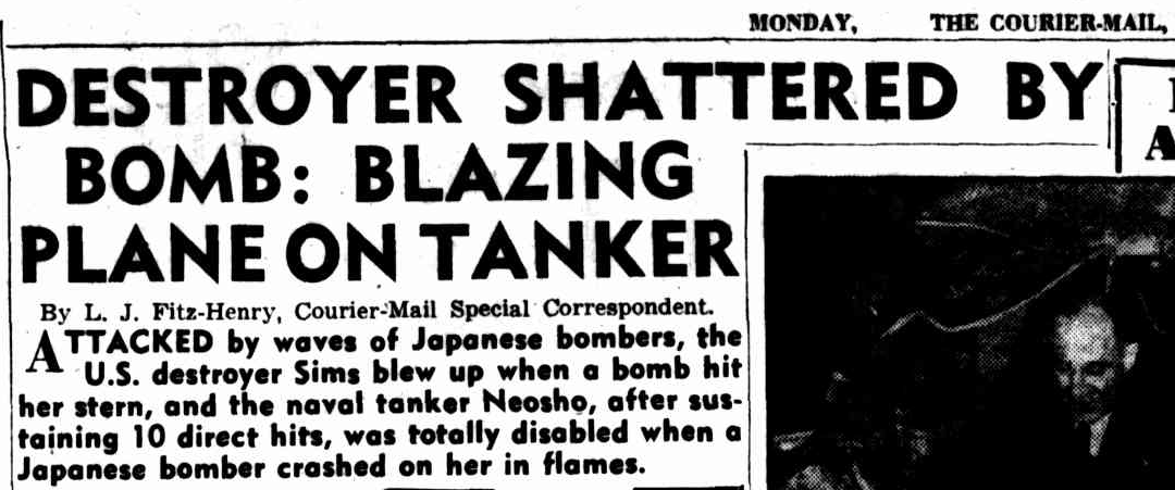 Part of newspaper article from "The Courier Mail" written by Leslie James Fitz-Henry, 1942.