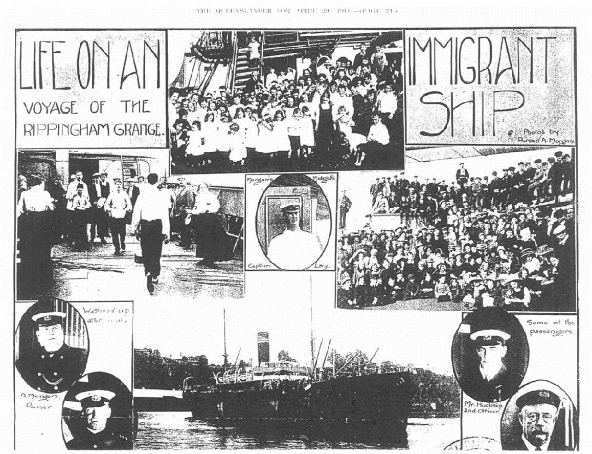 Images of life on an immigrant ship from The Queenslander, 29 April 1911, p 24