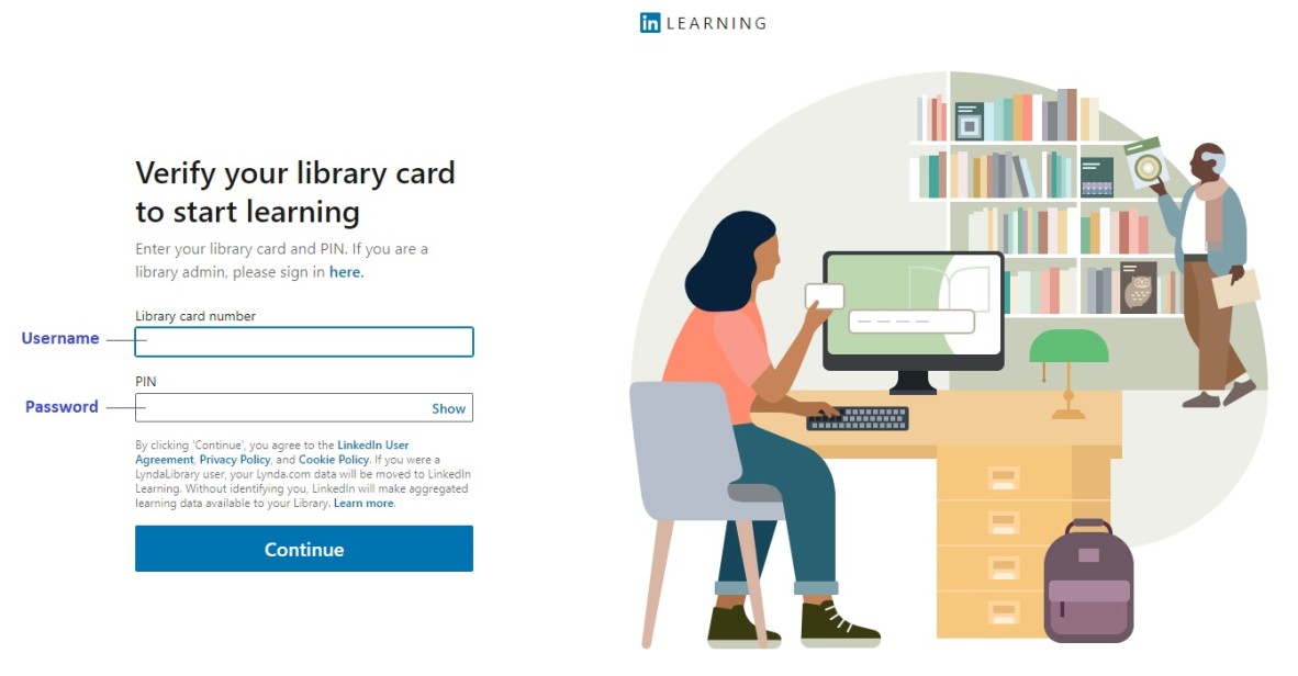 LinkedIn Learning login screen