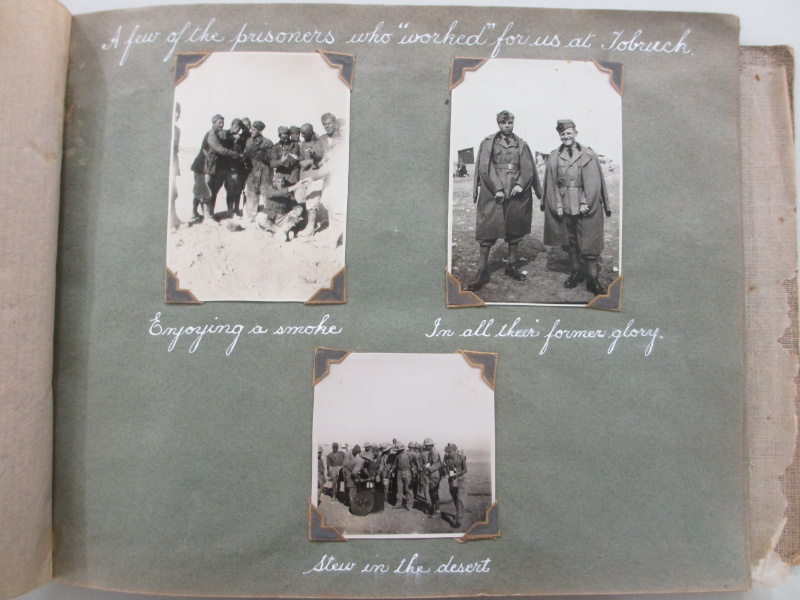 Page from Lt Patrick McHughs album with photographs of German prisoners-of-war during World War II