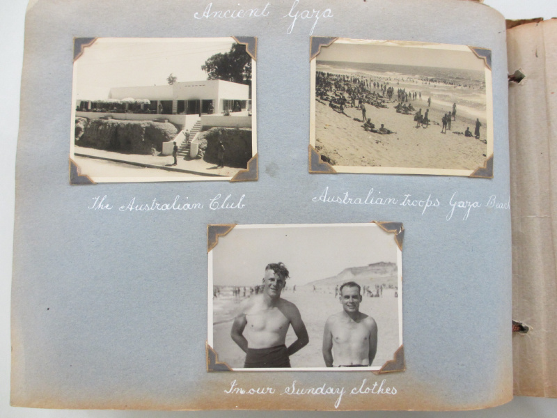 Page from Lt Patrick McHughs album with photographs taken in and around the city of Gaza