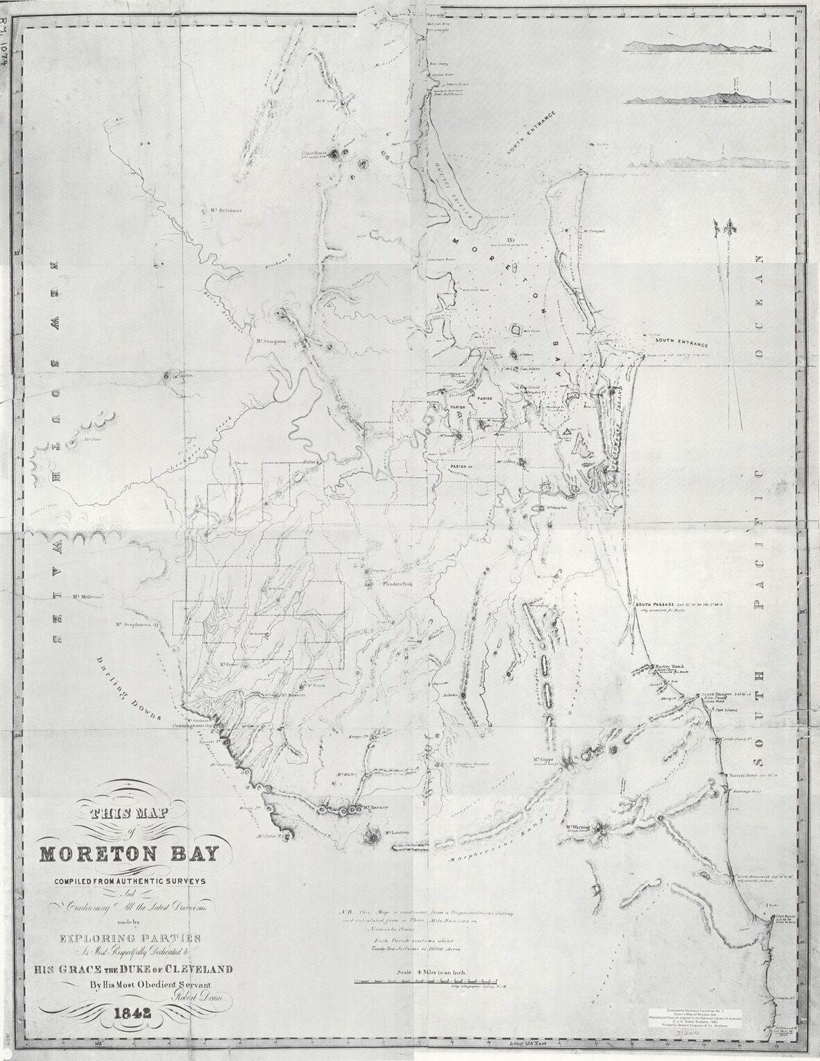 1842 map of Moreton Bay