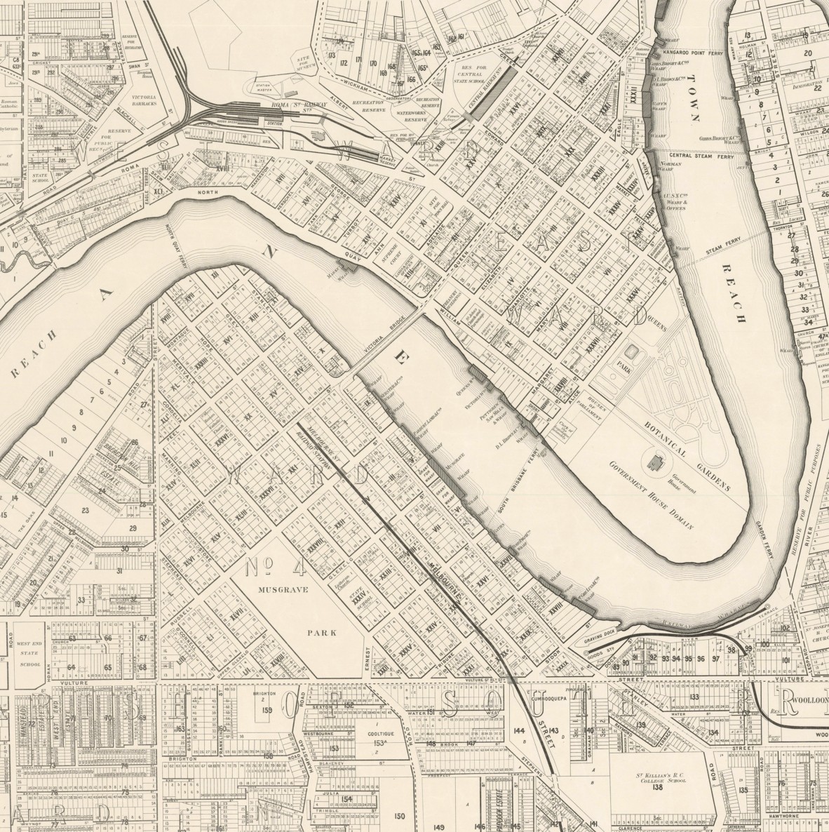 Cropped zoom of McKellars official map of Brisbane  suburbs 1895 - Sheet 8