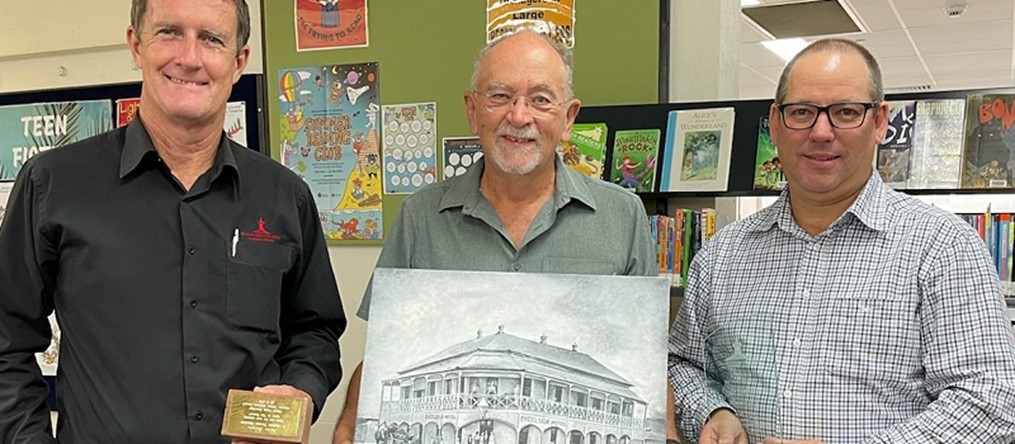 Mayor of Charters Towers Regional Council, Frank Beveridge; archivist Michael Brumby and Charters Towers Regional Council Chief Executive Officer, Aaron Johansson