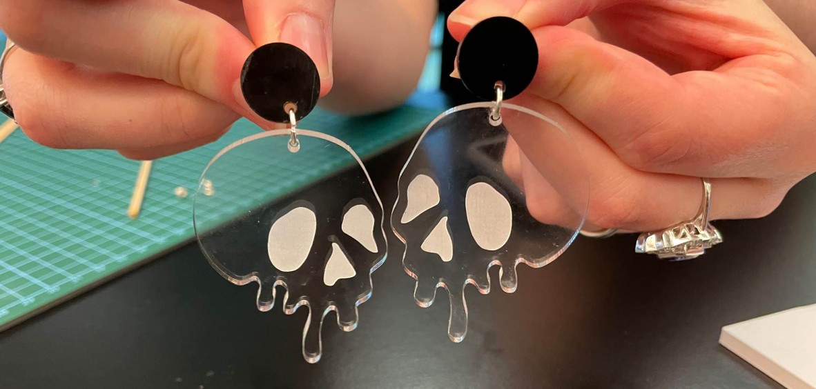 skull laser cut earrings