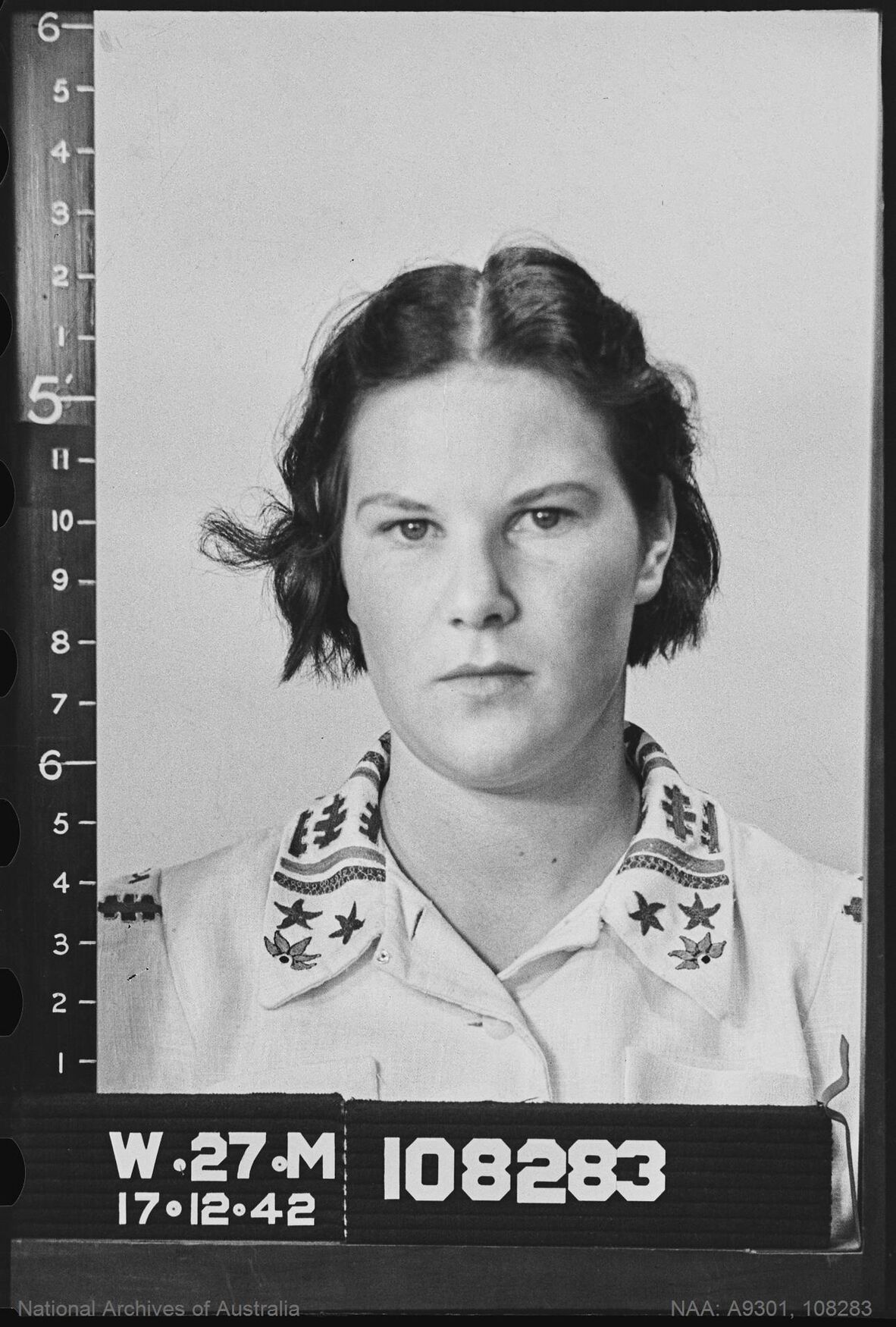 Mildred ‘Millie’ May McGuiness, WRAAF enlistment portrait, 1942.  