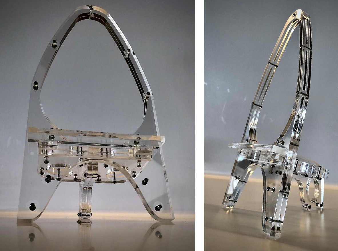 Two photos of acyrlic mini easels. One front view of the easel and one side view.
