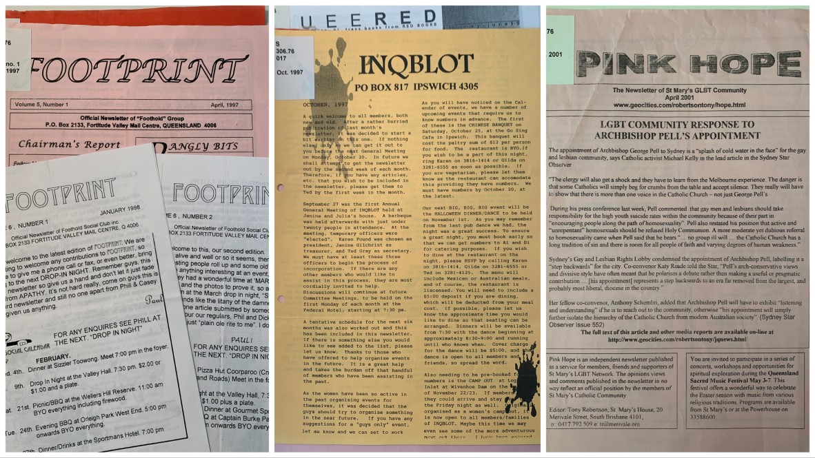 Front covers of three zines - Footprints, Pink Hope and Inqblot