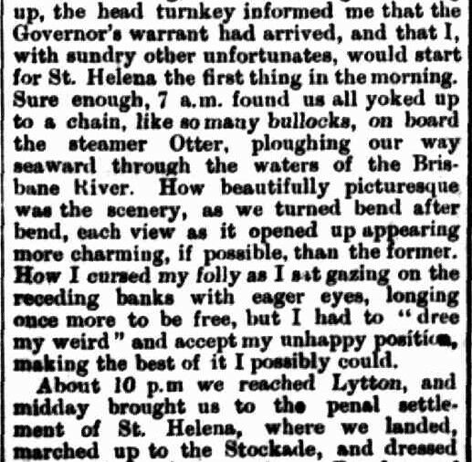 Image of newspaper article from the Moreton Mail, 27 March 1886, p 3