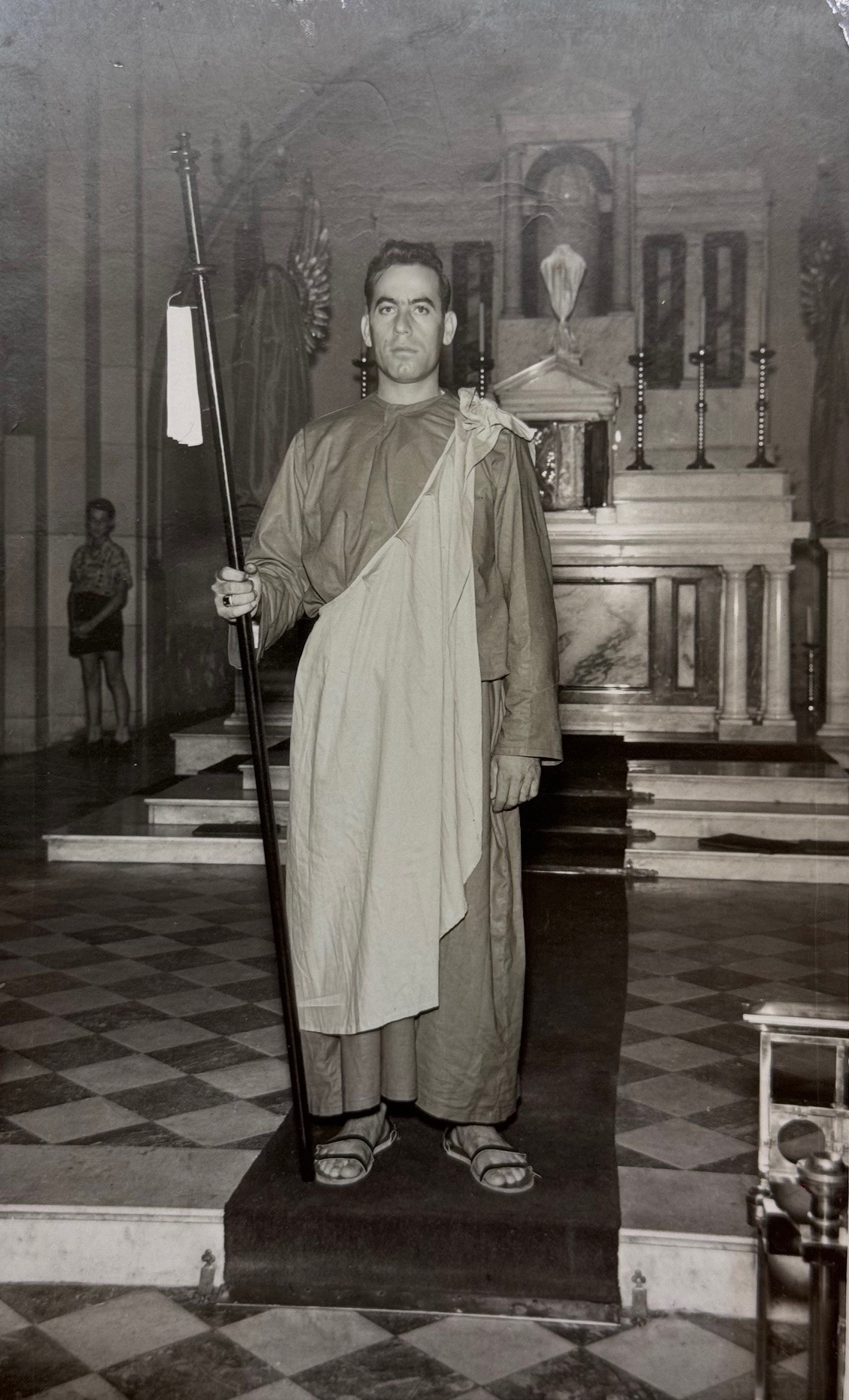 Leonardo as an apostle in the crypt, Brisbane, 1960. 