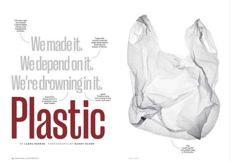 Image of text to do with plastic and a clear plastic shopping bag