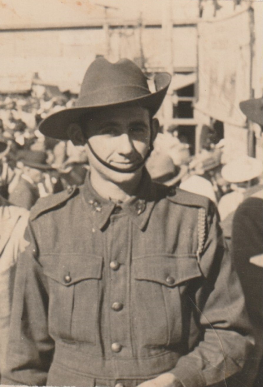 Sepia photograph of Noel McGinty in uniform c1945