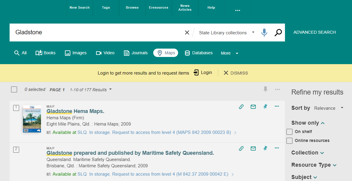 screenshot of One Search showing example of maps search