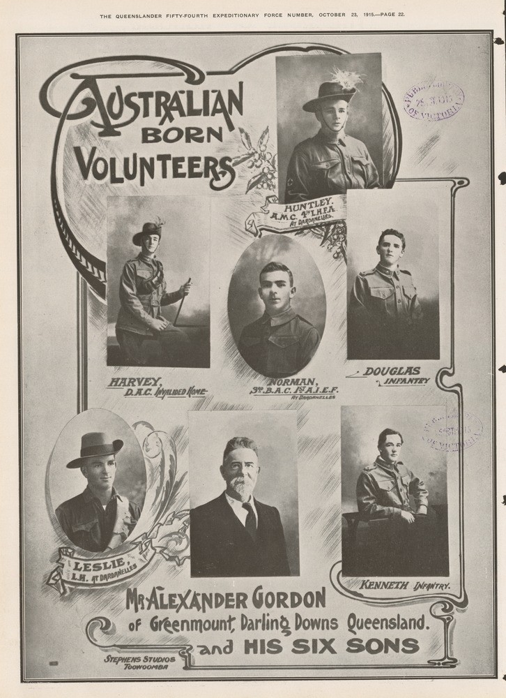 Australian born volunteers page Gordon and his sons 