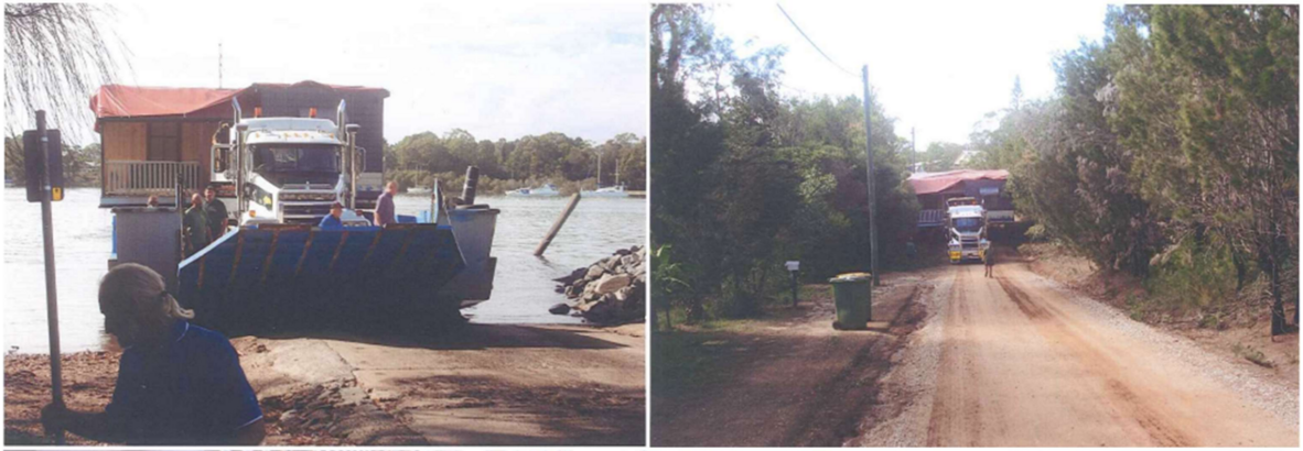 Peppermint Cottage arrives on Macleay Island on the  back of a truck, transported by ferry