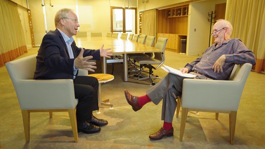 Peter Beattie in conversation with interviewer Peter Shooter