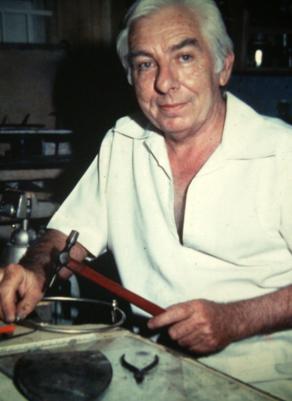 Don at work on the jeweler's bench