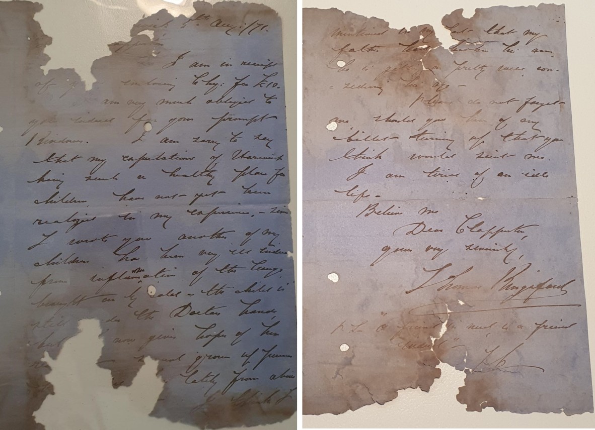 Letter 3 - 5th August 1871. Letters written by Thomas Kingsford to George Clapperton.