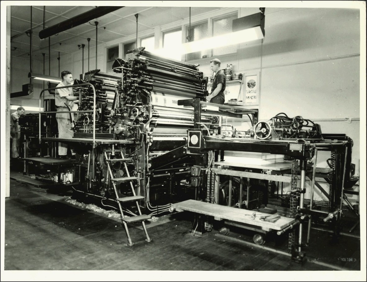 Offset Litho Printer, QCC factory, Hamilton Road, Moorooka, Qld. 1953. 
