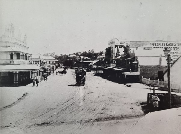 Logan Road Woolloongabba 1895 (F Tritton’s shop adjacent to C A Spring Draper).