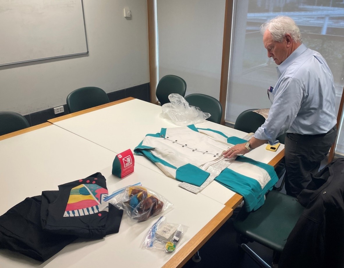 Ric Birch inspecting his donated material. 