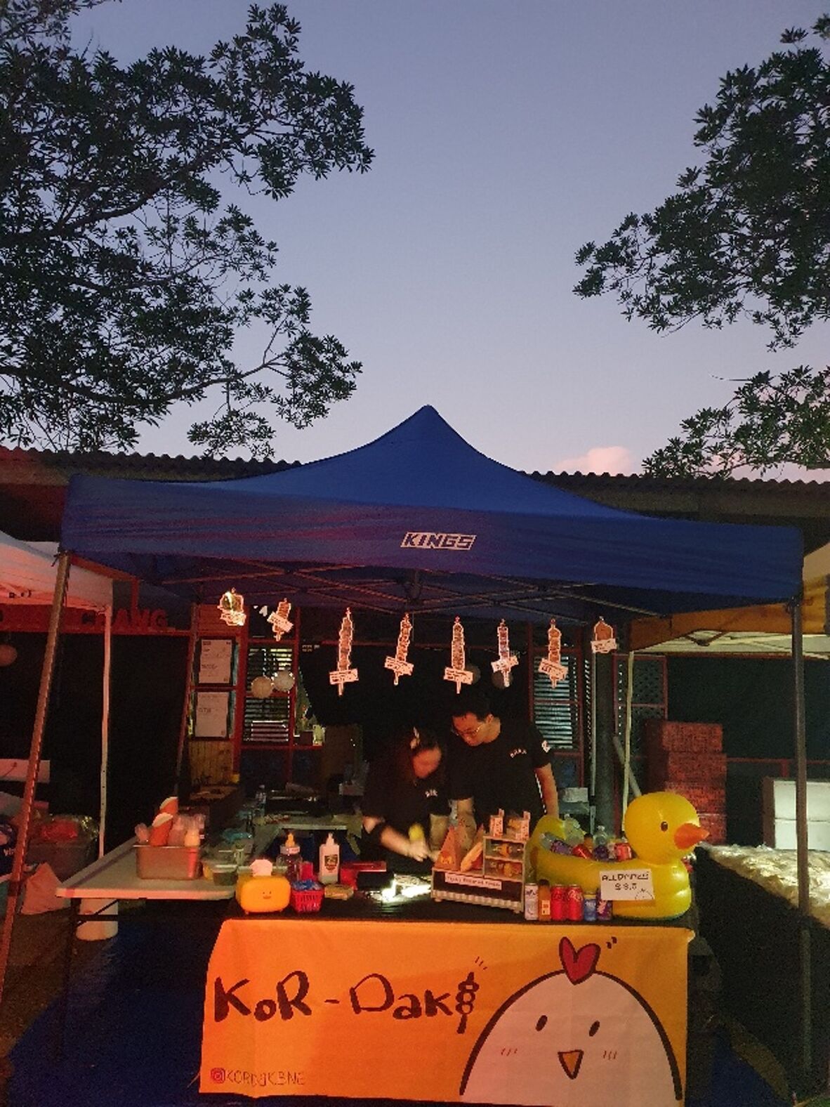 Kor-Dak Korean Street Food Market Stall at the New Farm Famer's Markets.
