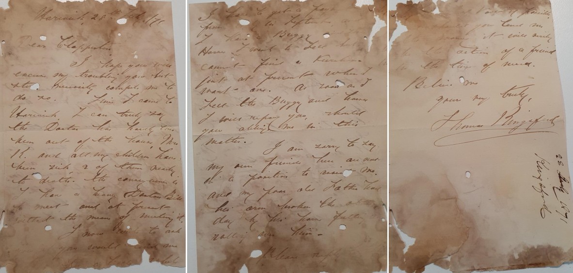 Letter 2 - 28th July 1871. Letters written by Thomas Kingsford to George Clapperton.