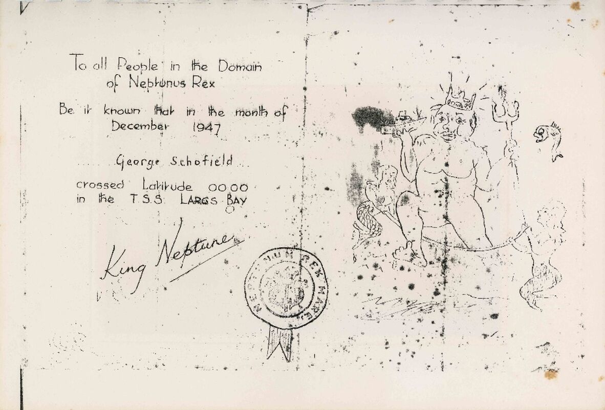 Neptune’s Certificate, 1947.